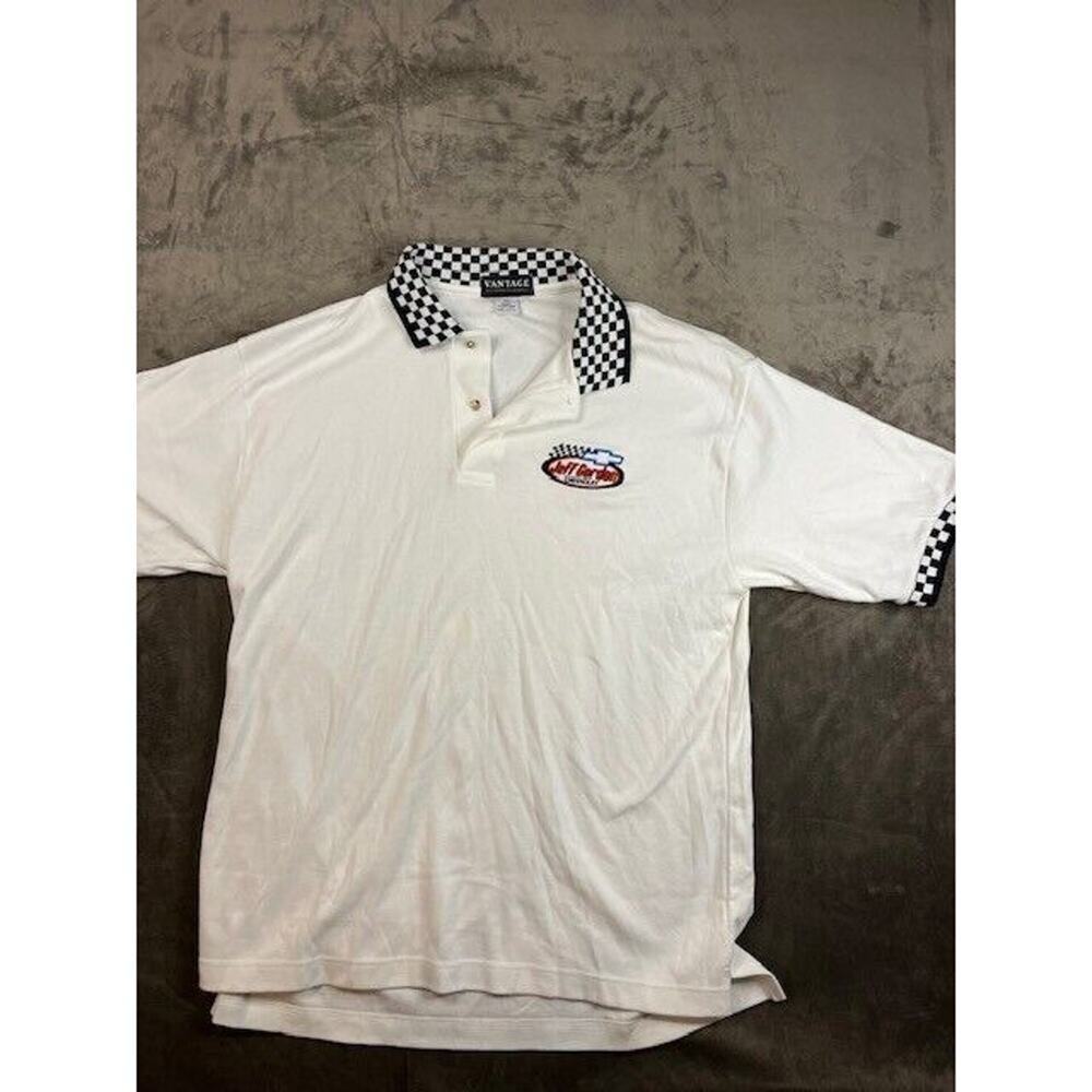 Vantage Men's Polo Shirt White Size M‎ Medium Jeff Gordon Chevy Nascar Vintage